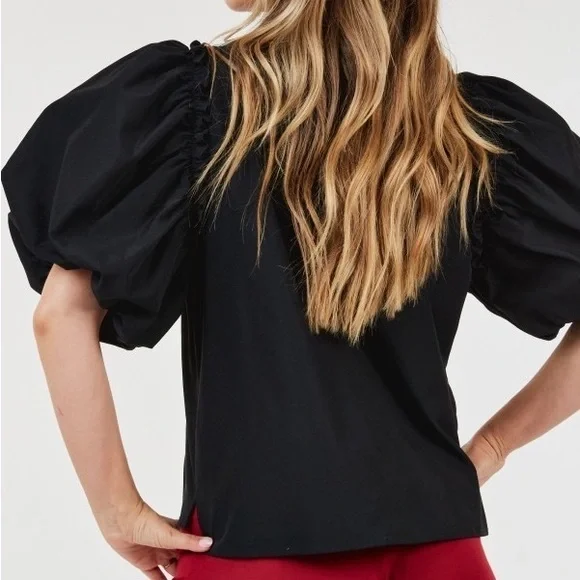 Black Top with Embellished Sleeves - Picture 3 of 4